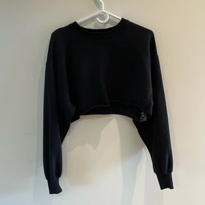 TNA Cozy Boyfriend Cropped Sweatshirt Black